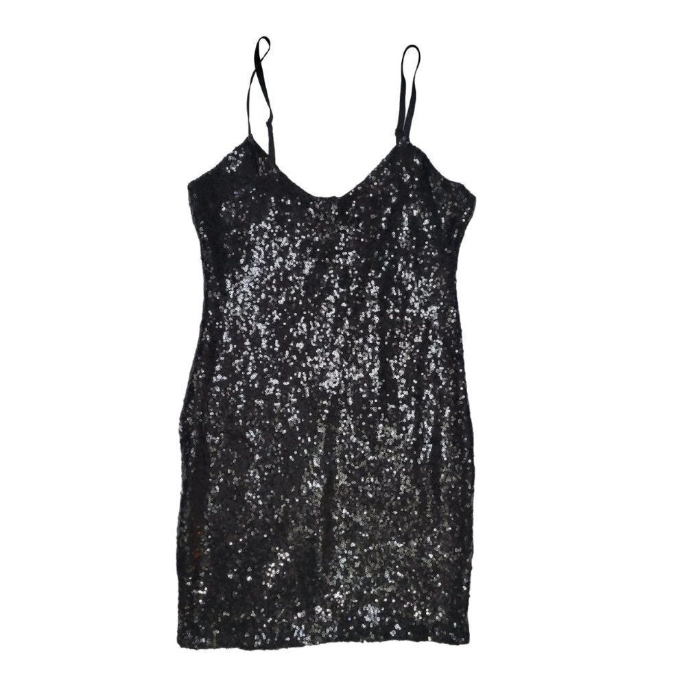 NWT CBR Black Sequins Mini Dress - Size Medium